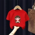 thumbnail image 4 of Avrnliq Girls Red 100% Cotton Short Sleeve Crewneck T-Shirt - Adorable Cartoon Braided-Girl Graphic Tee, Durable Versatile Everyday Playwear for Kids Girls (Size 2-13Y),Size 7-8 T, 4 of 6