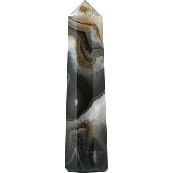 Black Onyx Crystal Tower Obelisk Point (3" to 4" INCH)