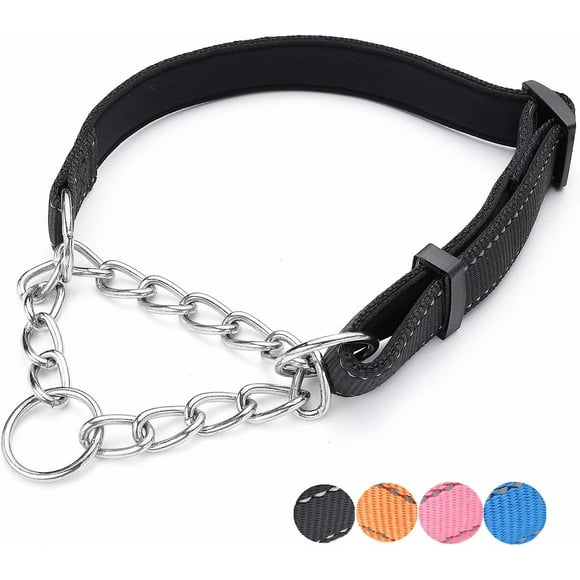 Martingale Collars For Dogs,reflective Nylon Adjustable Stainless Steel Chain Collar For Small Medium Large Dogs