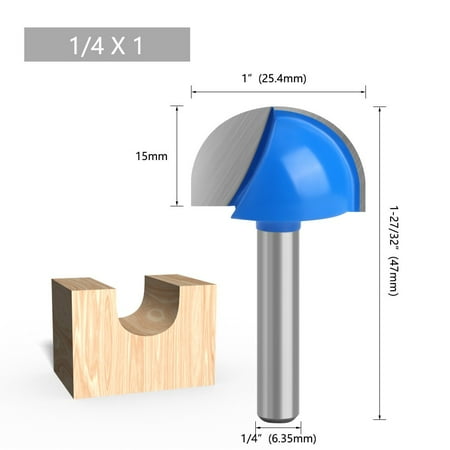 

RANMEI Round Bottom Router Bits 6.35mm Shank Core Box Milling Cutter Woodworking