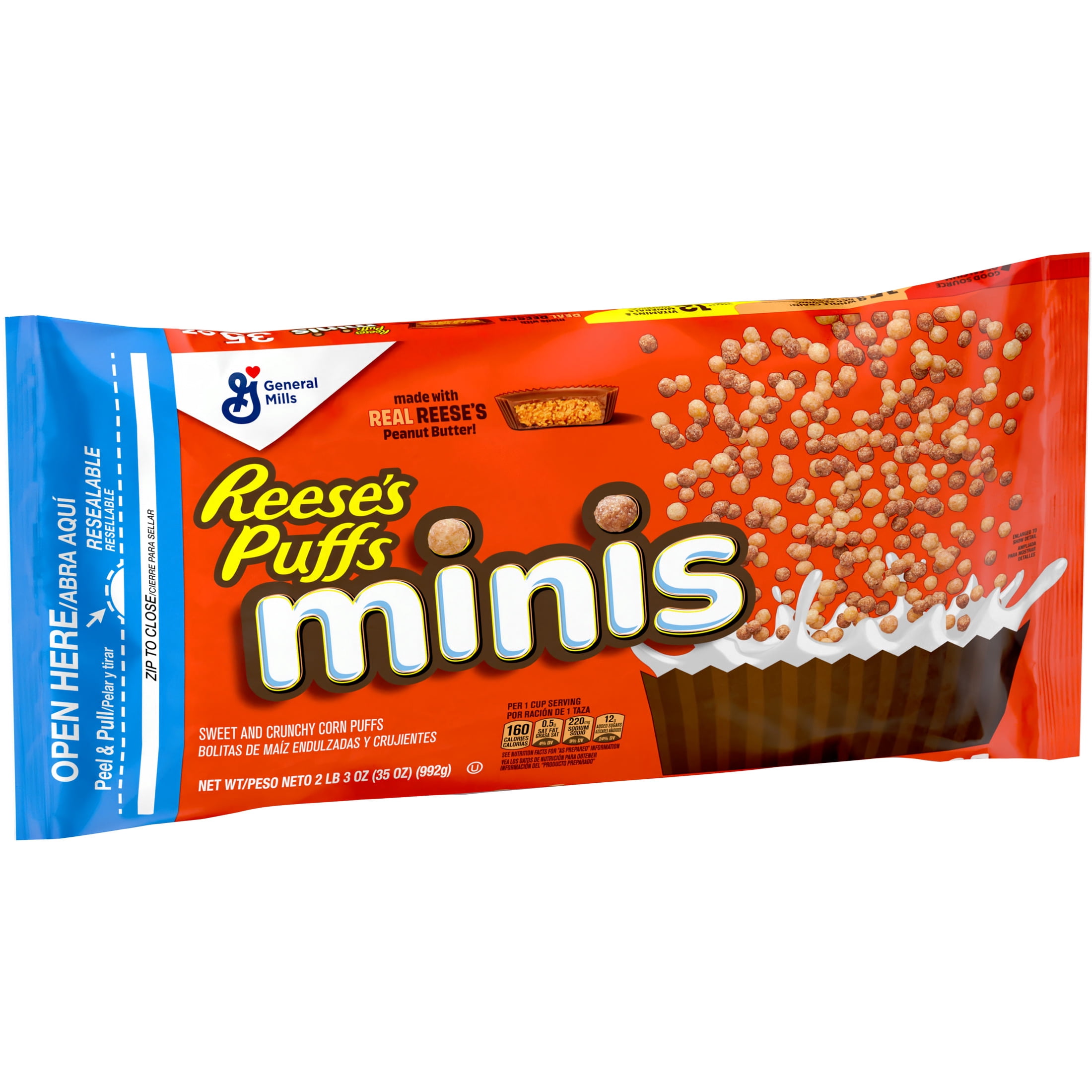 Reese's Puffs Minis, Chocolate Peanut Butter Cereal, 35 oz Bag Cereal