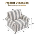 thumbnail image 5 of DREAMSIDEA Square Accent Chair Upholstered Striped Armchair for Living Room with Wood Legs & Wide Seat, Light Gray White, 5 of 5