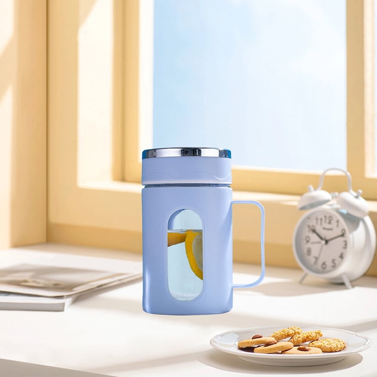 Double-Layer Insulated Glass Mug with Lid & Handle | 16oz Heat & Cold  Resistant Tea Coffee Cup for Office Desk | 1-Pack - Walmart.com