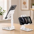 thumbnail image 4 of WIRESTER White Foldable Phone Stand for Desk, Adjustable Portable Cell Phone Holder for iPhone 17, 16, 15, 14 and Android Smartphones - Elegant Moroccan Pattern, 4 of 6