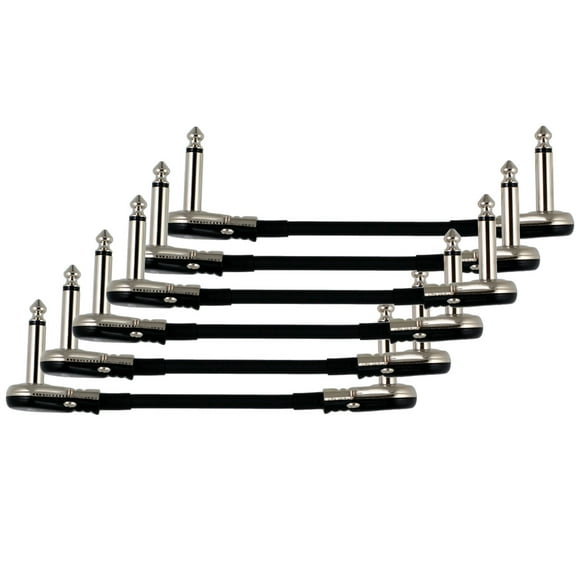 6-Pack 6" Castline Silver Mogami 2319 Guitar Pedal Board Patch Cable TS Low Profile Pancake Connector