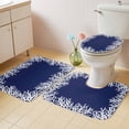 thumbnail image 2 of Coastal Coral Bath Mat 3 Piece Bathroom Rug Set, Navy Blue Ocean Marine Nautical Beach Non Slip Bath Rug Contour Mat and Toilet Lid Cover, Absorbent Shower Mats Soft Bath Rugs and Mats Sets, 2 of 8