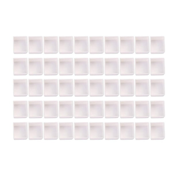 50 pastillas vacías de acuarela de 2 ml para dibujar, pintar al óleo, manualidades, regalos, bricolaje Blanco