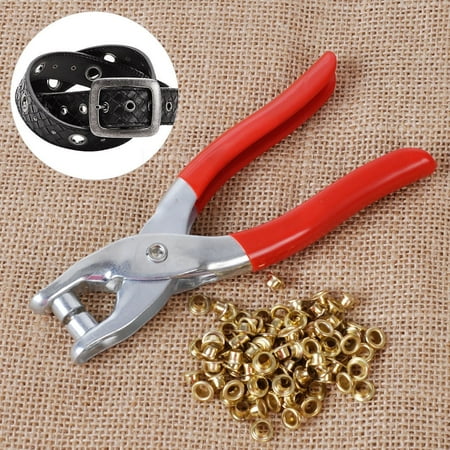 Grommet Rivets Eyelet Setting Pliers + 100pcs Eyelet for Bags Shoes Leather