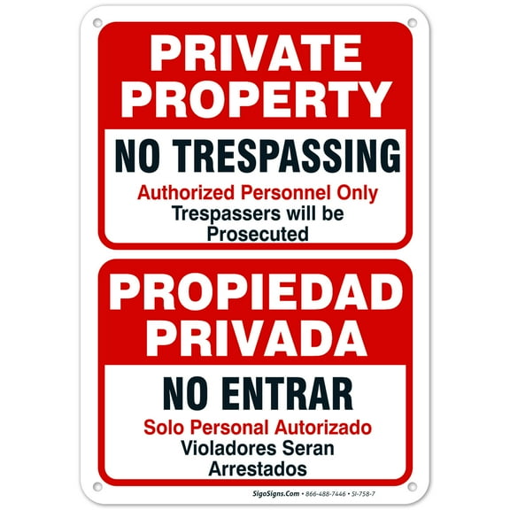 Private Property No Trespassing Sign, Authorized Personnel Only Bilingual,