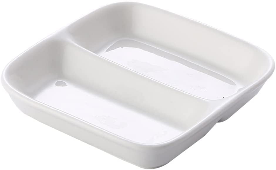White White Basics Collection Three Part Divided Sauce Serving Platters 