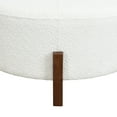 thumbnail image 5 of Christopher Knight Home 34" Modern Round Ottoman, White Boucle Upholstered, Walnut Wooden Legs, 5 of 7