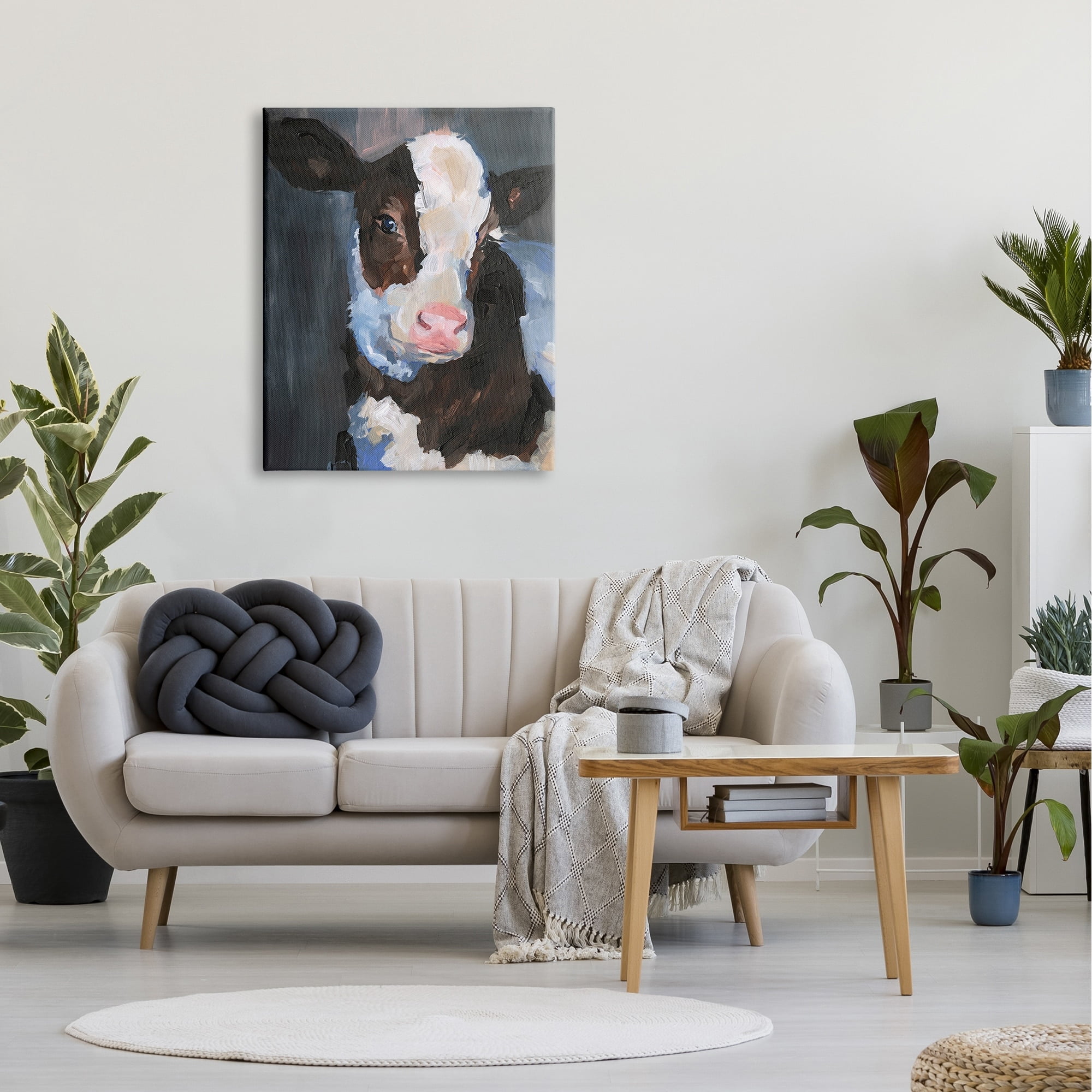 Stupell Industries Smiley Posing Cow Farm Cattle Animal Painting,30 x 40, Design by Jennifer Paxton Parker