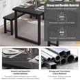 thumbnail image 2 of PORKISS 47.2" Dining Table Set for 4, Kitchen Table with 2 Benches, Wood Dining Room Dinette Sets with Metal Frame for Breakfast Nook and Small Space - Black, 2 of 11