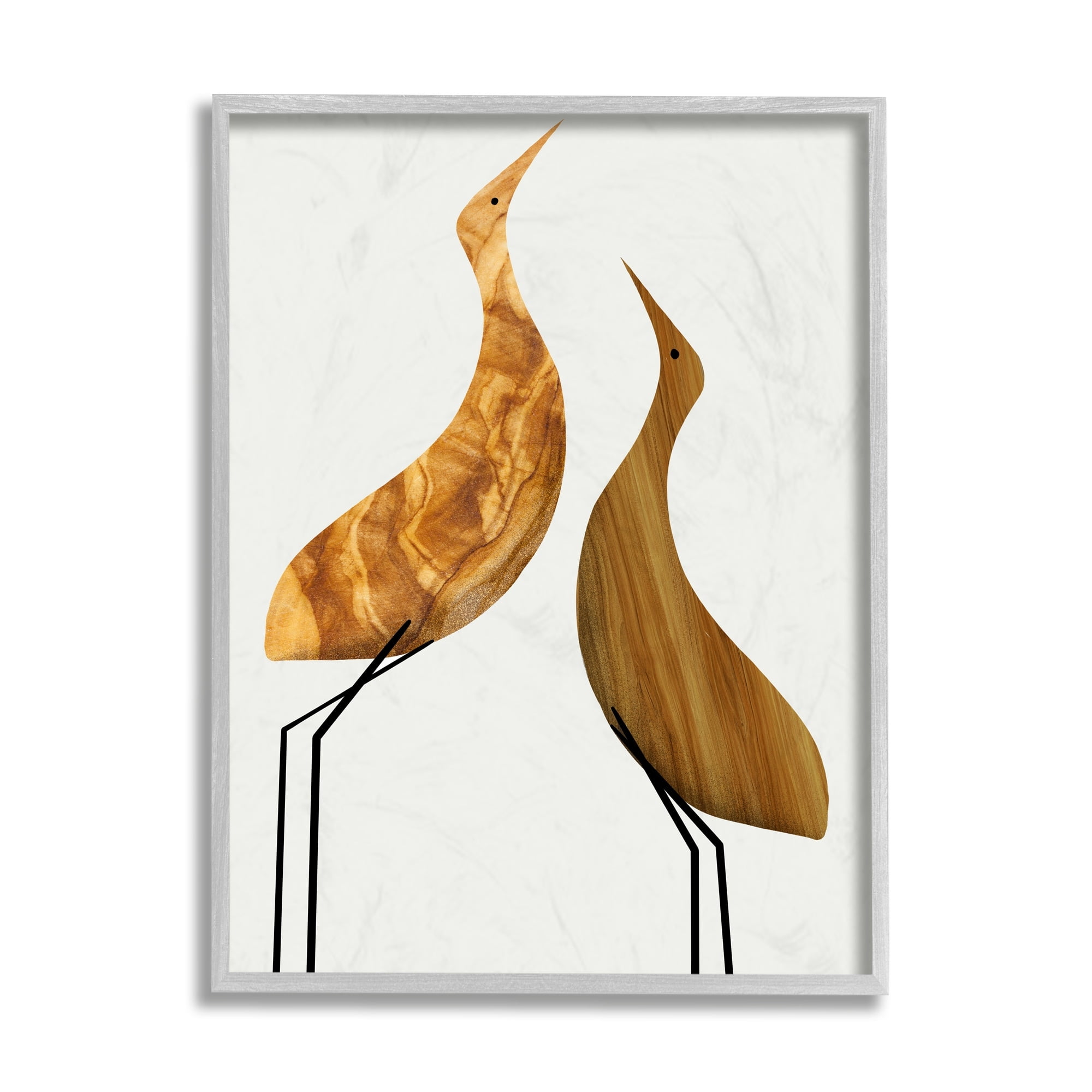 Stupell Industries Modern Rustic Tree Patterned Birds Minimal Abstract Gray Framed by Daphne Polselli