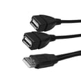 thumbnail image 3 of USB Y splitter cable 2 dual USB data hub USB 2.0 extension cable 1 male to 2 female USB cable USB charging power cable, 3 of 4