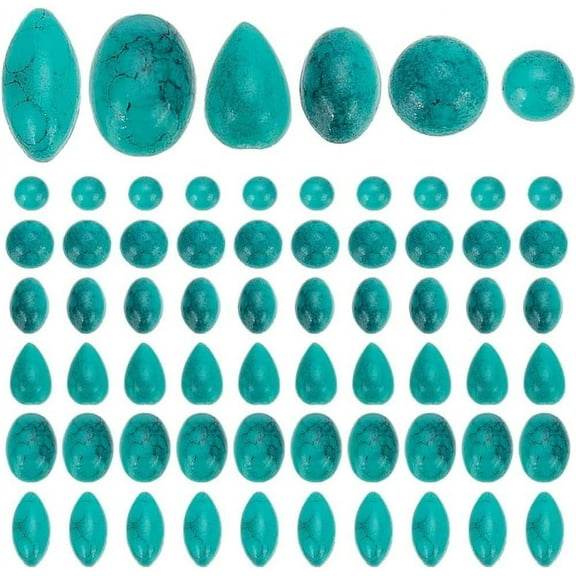 300pcs Mini Stone Cabochons 6 Shapes Turquoise Cabochon Blue Texture Gemstone Half Round Turquoise Flatback Dome Cameos for DIY Earring Bracelet Necklace Jewelry Making 3-8x2-4mm diy