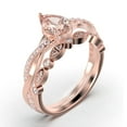 thumbnail image 3 of Gorgeous Minimalist Art Deco 1.75 Carat Pear Cut Authentic Morganite And Diamond Moissanite Engagement Ring, One Matching Band, Twisted Band Wedding Ring in 10k Solid Rose Gold Gift For Her, 3 of 3