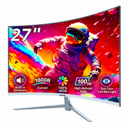 Gawfolk 27 inch Curved Monitor 100hz, PC White Computer Gaming Monitor FHD 1080P, 1800R, Frameless, Built-in Speakers