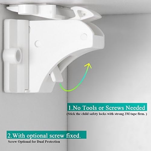Adhesive Magnetic Locks for Cabinets & Drawers (10 Locks and 2 Keys)