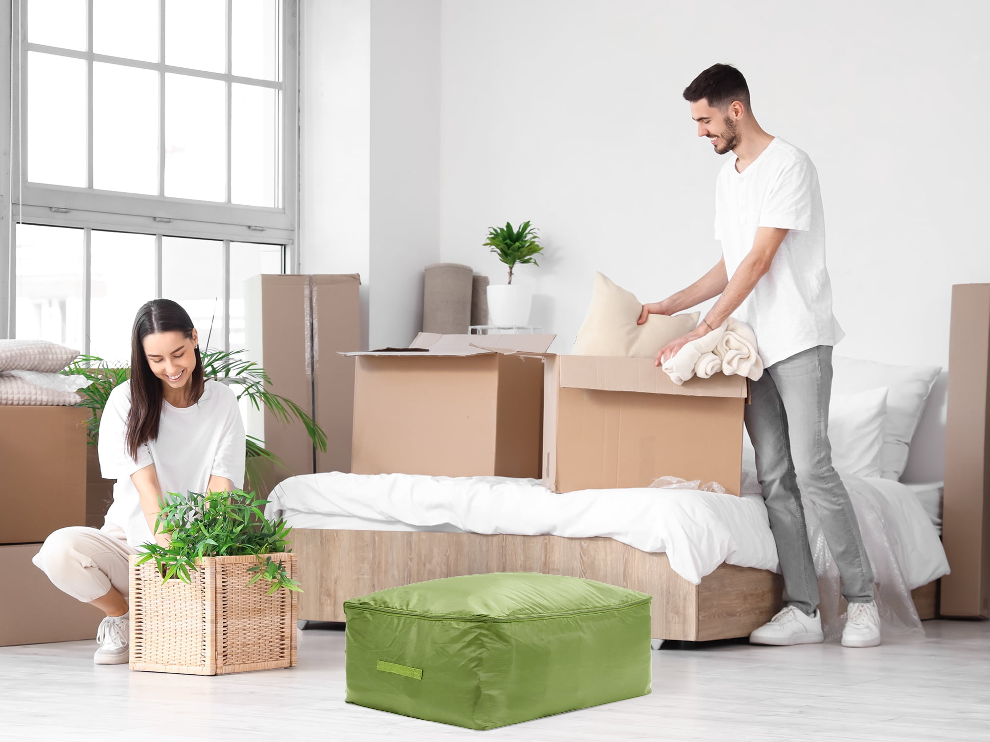 Unique Bargains 1 Pack Clothes Storage Bags Moving Bags Green 27.5*19.5*12in