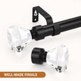 thumbnail image 3 of Knobelite Black 2 Pack Window Treatment Single Curtain Rod, Adjustable Drapery Rod Set from 48 to 86 Inches with Crystal Finial Finials(4-7.2ft), 1-Inch Diameter Curtain Rods for Windows, 3 of 6