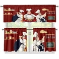 thumbnail image 2 of Chef Gnome Kitchen Curtains 3 Piece Set, Kitchen Window Chef Kitchen Decor Three Fat Chefs for Cafe Kitchen and Bedroom (24" L Tiers & 18" L Valance), 2 of 6