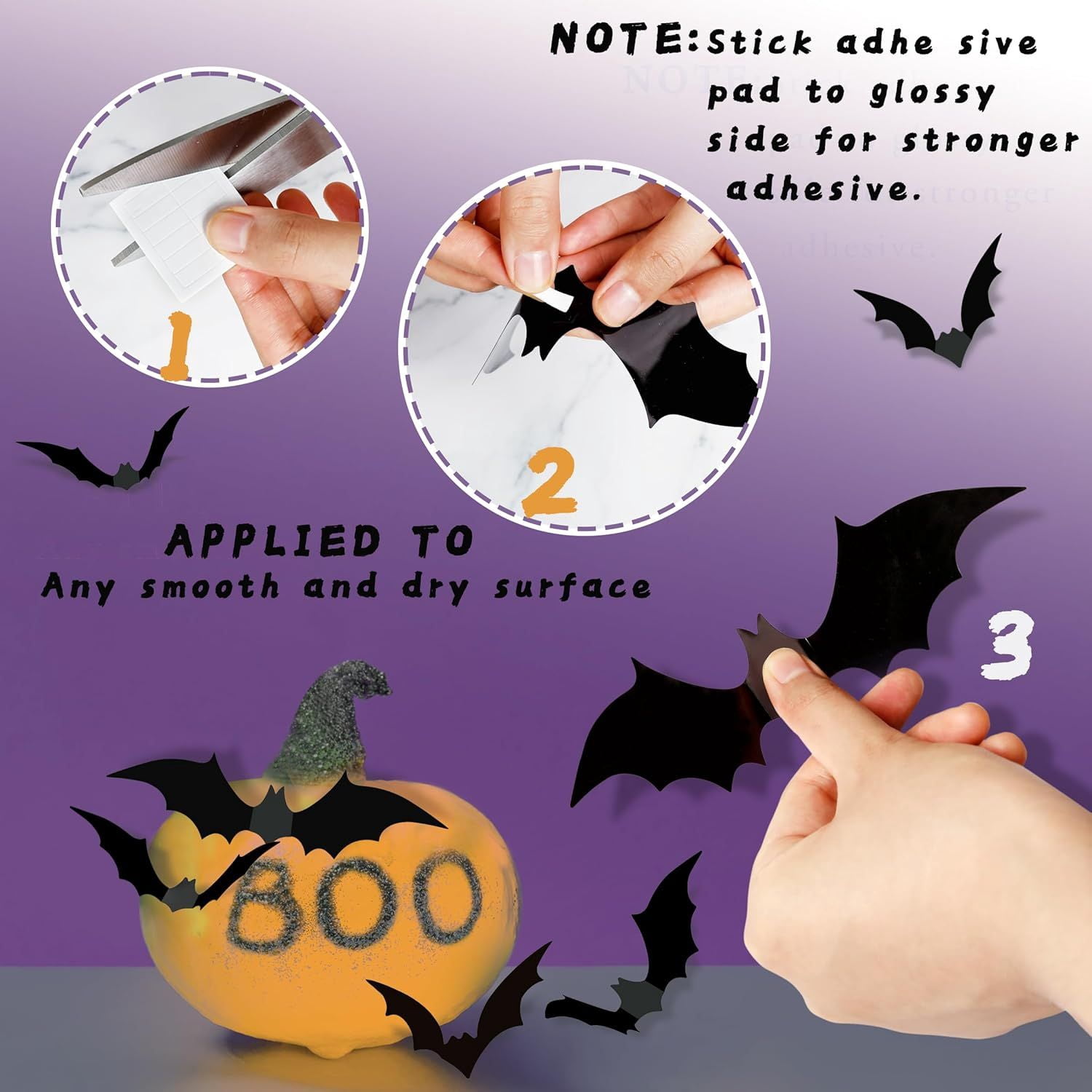 Halloween Party Supplies & Decorations 140Pcs Realistic PVC 3D Black Scary Bat Wall Stickers for Creepy Home & Indoor Decor DIY Wall Decal Bathroom Decor