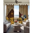thumbnail image 4 of Sunflowers Roosters Blackout Curtains 84 Inches Long, Vintage Farmhouse Farm Countryside Thermal Insulated Black Out Curtains, Darkening Window Curtain Drapes for Bedroom Living Room 42"x84" 2 Panels, 4 of 9