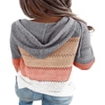 thumbnail image 2 of Chandails de Mode pour Femmes Manches Longues Hiver Automne Col en V Patchwork à Capuche Décontracté Ample Pull-Over Grande Taille, 2 of 10