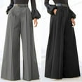 thumbnail image 4 of Lixiuxyad Wide Leg Pants Pants For Women Palazzo Pants Summer Printed Cropped Cotton Linen Comfy Baggy Trousers With Pockets Fashion Elegant Party High Waist Wide Leg Trousers Flared Pants Gray, 4 of 6