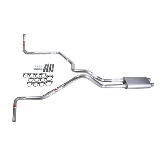 Silverado 96-99 dual exhaust 2.5 MA pipe dual inlet Flowsound Muffler  Side Exit