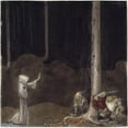 thumbnail image 3 of John Bauer 12x12 Black Modern Framed Museum Art Print Titled - Brother St. Martin and the Three Trolls (1913), 3 of 5