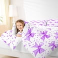 thumbnail image 6 of Erosebridal Purple Polka Dot Bow Queen Comforter Set for Girls, Watercolor Ribbon Bedding Comforter Set for Women, 3 Pieces, 6 of 6