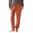thumbnail image 2 of Ohufall Women's Pajama Pants Cozy Fleece Cuffed Elastic Waist Pant Soft Lounge Sleepwear for Winter, 2 of 5