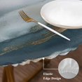 thumbnail image 4 of Cloud Effect Round Fitted Table Cover Modern Watercolor Marble Texture Waterproof Table Cloth with Elastic Edge Wipeable Tablecloth for Picnic Camping Party Fits 36"-44" Diameter, 4 of 8