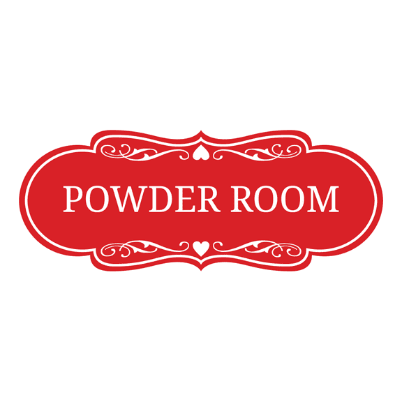 Signs ByLITA Designer Powder Room Sign (Red) - Large