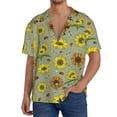 thumbnail image 2 of Ratiio Sage Green With Sunflowers Print Mens Casual Short Sleeve Shirts Button Down Textured Shirts Summer Beach Shirt with Pocket Men's Casual Short-sleeved Shirt, 2 of 5