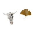 thumbnail image 6 of CoudarTitie Bull Head Wall Sculpture Resin Cow Head Wall Decor Ginkgo Leaf Wrought Iron Wall Ornament Unique Pattern Suitable for Living Room Bedroom Corrid, 6 of 8
