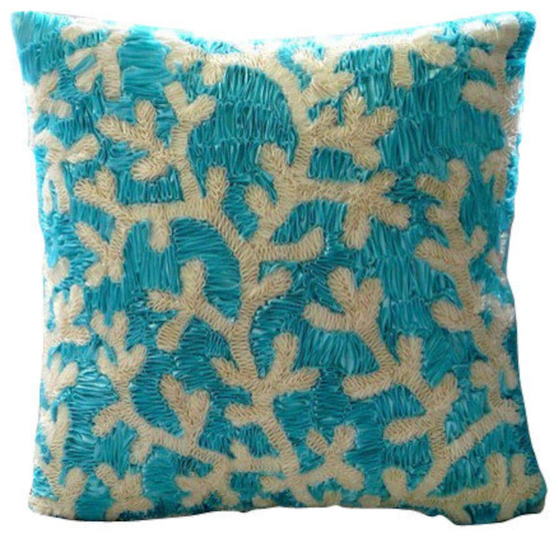 Euro Pillow Sham, Decorative Aqua Blue Euro Pillow Covers 26x26 inch