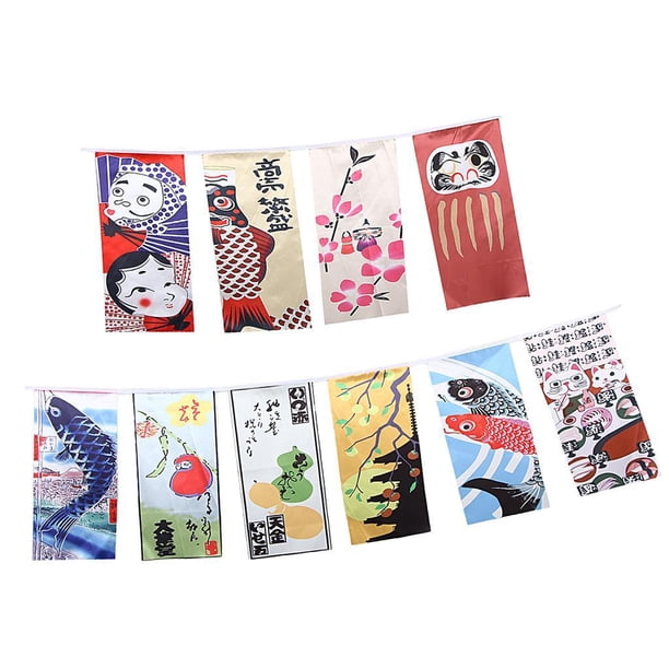Banderas japonesas surtidas Zulema para ornamento de entrada de restaurante 20 x 30 cm