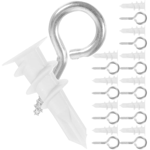 20 Sets Drywall Expansion Screws Hook and Eye Screw Anchor Bolt Wall Anchors Nylon Iron 3.70X1.50X0.50CM
