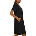 thumbnail image 6 of Jamicy Nightgowns for Women Zip Up Housecoat Zipper Front Robe V Neck Lightweight Bathrobe Short Sleeve Loungewear Nightgowns with Pockets, 6 of 8