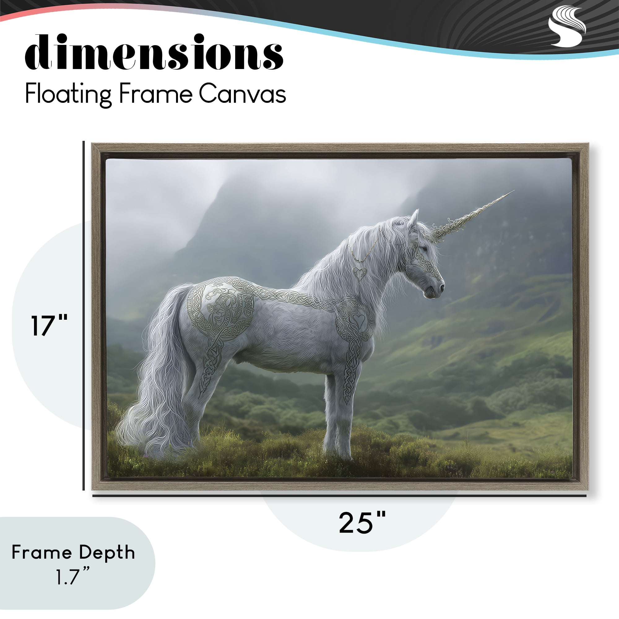 Stupell Industries Elegant Celtic Unicorn Brown Framed Floater Canvas Wall Art, design by The Wands Want