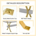 thumbnail image 5 of Dining table. Modern tempered glass dining table. Large modern office desk with gold plated metal legs and gray MDF crossbars, suitable for both home and office use. Kitchen. 71 ''x35.4''x30 '' 1105, 5 of 6