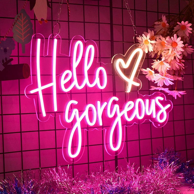 Hello Gorgeous Led Neon Sign for Wall Decor, Romantic Custom Neon Light  Sign for Girls Bedroom, Adjustable Large Neon Light for Party Wedding,  19.68
