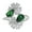 Green, variant on Kathy Levine Sterling Silver White and Emerald Cubic Zirconia Double Flower Pear and Round Bypass Ring, Size 6