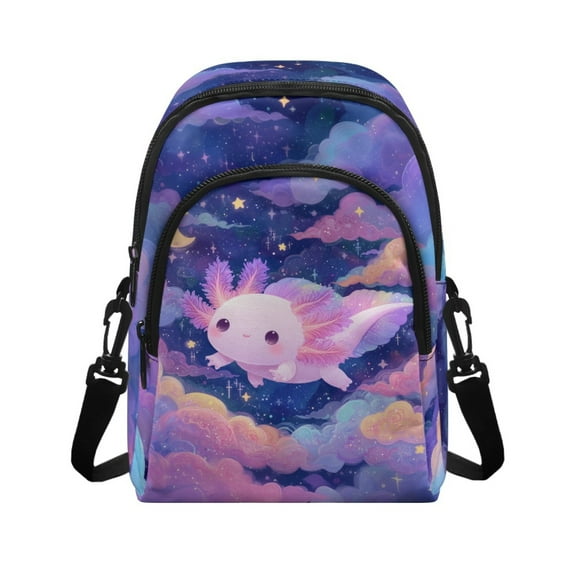 Xixirimido Axolotl Galaxy Stars Pattern Small Sling Bag for Women Crossbody Bags with Adjustable Strap Cell Phone Purse Fanny Pack Chest Bag for Travel Hiking