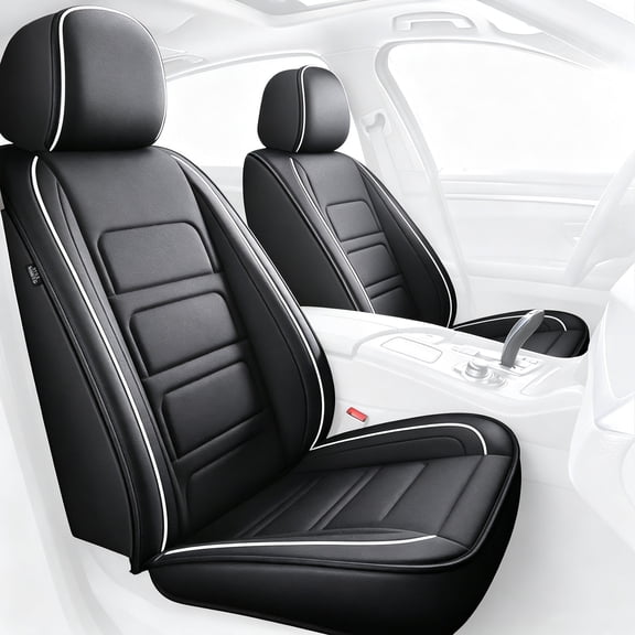 JIAMAOXIN Seat Covers Full Set for Hyundai Kona 2018-2024 2025 Premium Leather Seat Protectors with Lumbar Support,Waterproof Auto Cushions Black,Full Set(2 Row 5 Seats)