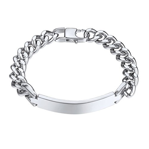 Mens Bracelet Stainless Steel Men Cuban Link Hand Chain Gift Custom Engrave Customize ID Bracelets