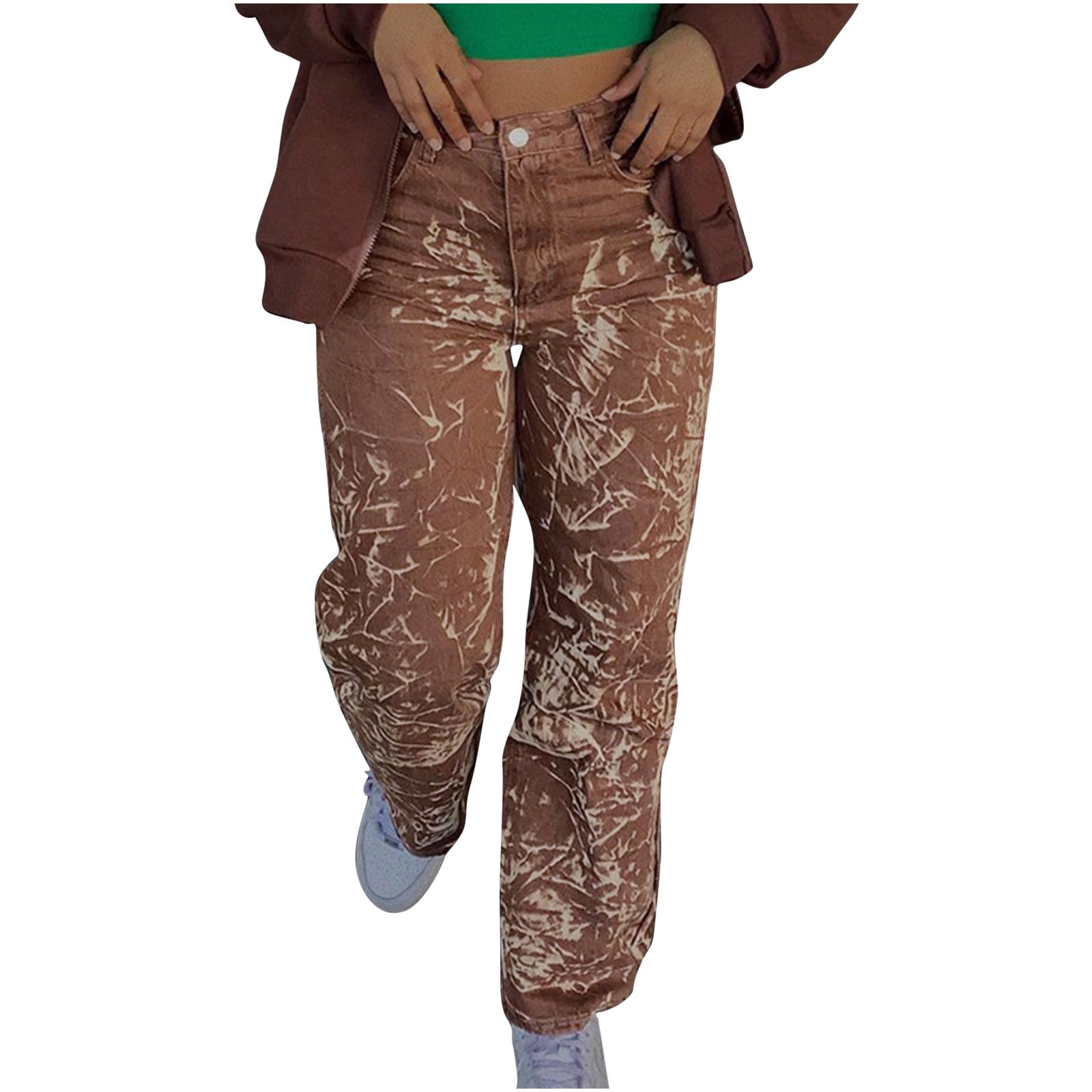 Fuzzy Leggings for Women Ladies Fashion Denim Tie Printed Loose Wide Leg  Pants Retro Jeans Best Leggings for Winter Soft Clouds Fleece Leggings -  Walmart.com